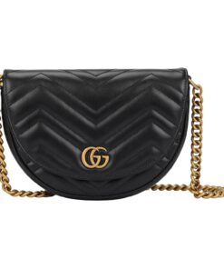 구찌 Gg 마몽 마틀라세 체인 미니백 블랙 레더 L20.1*W4.1*H14.5cm