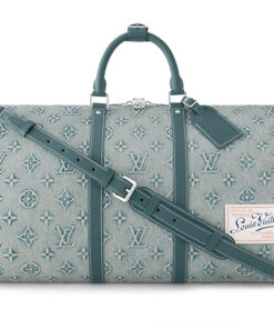 LOUIS VUITTON 키폴 캔버스+가죽 트림 캔버스 백, 핸드백, 숄더 백, 크로스백, 여행 백 남성 데님 블루 L52*W23*H29cm