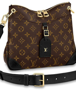 LOUIS VUITTON 오데온 코팅 캔버스 가죽 포함 트림 핸드백, 숄더 백, 크로스백 S 여성 블랙 L24*W8*H22cm
