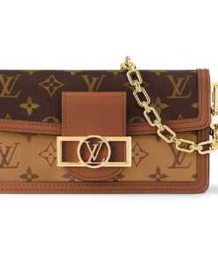 LOUIS VUITTON 다푸인 코팅 캔버스 및 소가죽 휴대용 크로스백, 숄더 백 여성 브라운 L21*W5*H12cm