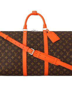 LOUIS VUITTON 키폴 코팅 캔버스 및 소가죽 트림 핸드백, 숄더 백, 크로스백, 여행 백 남성 브라운 & 오렌지 L50*W23*H29cm