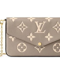 LOUIS VUITTON 루이 비통 포셰트 펠리시에 곡물 송아지 가죽 3 in 1 휴대용 크로스백, 숄더 백 여성 엘리펀트 그레이 & 밀크 화이트 L21*W3*H12cm